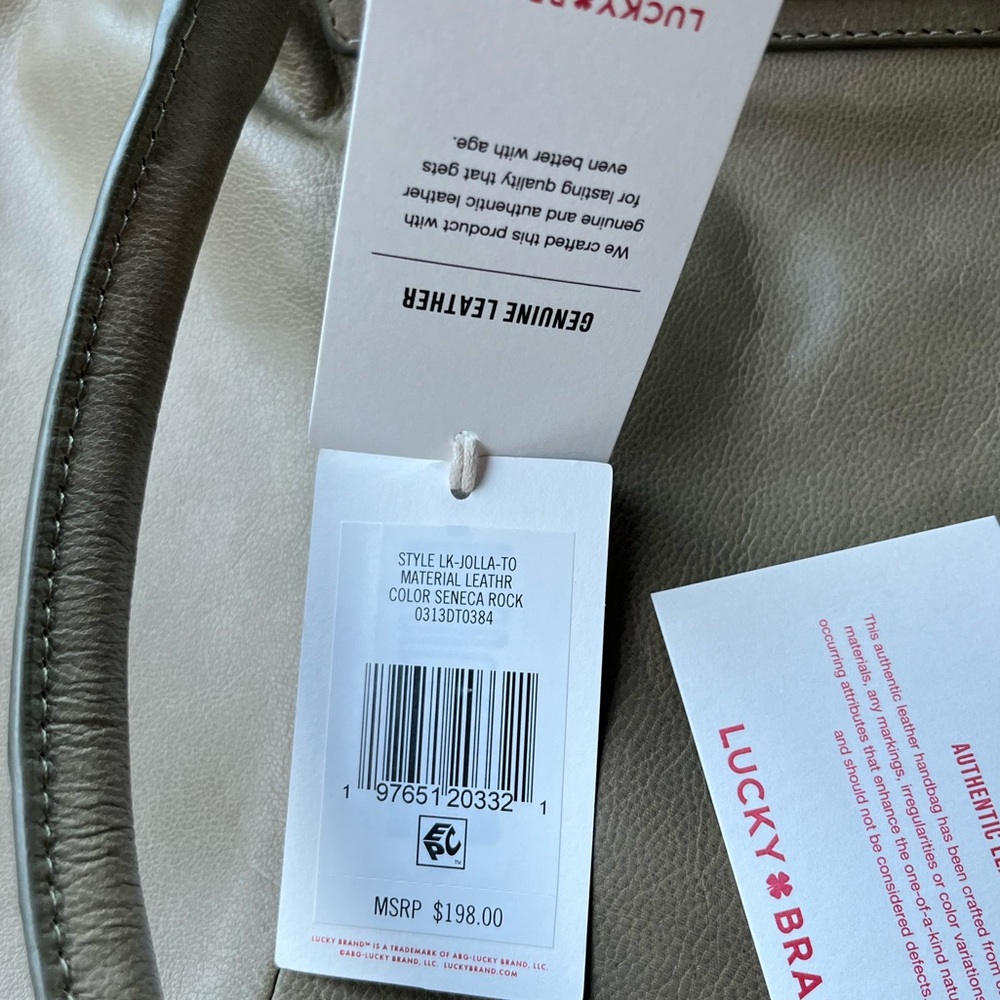 Lucky Brand Large Leather Tote Bag w Matching Wristlet - Picture 7 of 7